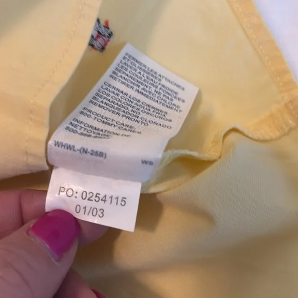 VTG Tommy Hilfiger Y2K butter Yellow Sleeveless Button Down Shirt SZ 14 preppy - Picture 5 of 12